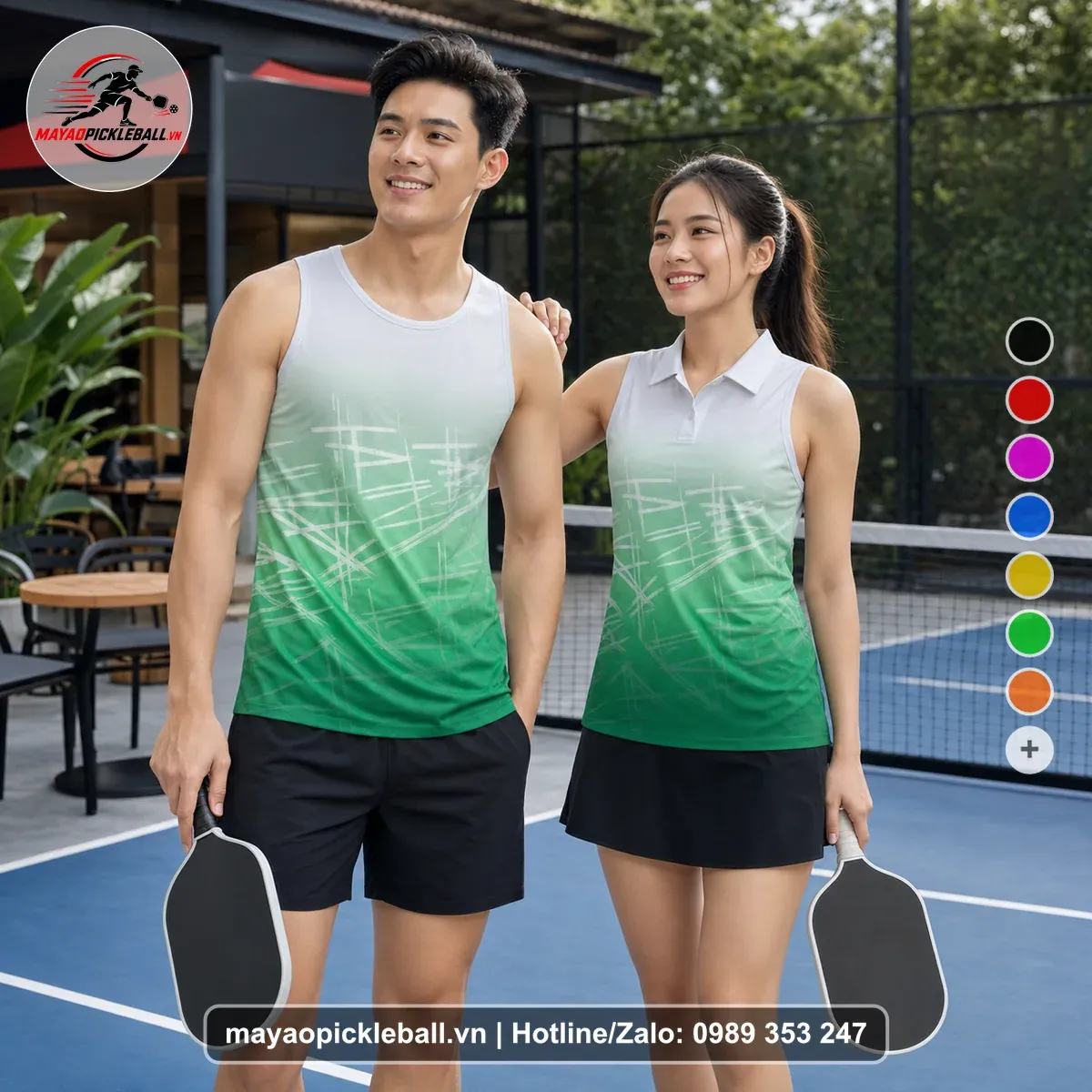Bộ Quần Áo Pickleball PND-PB-507 Trắng Xanh Mint Xanh Ve Chai