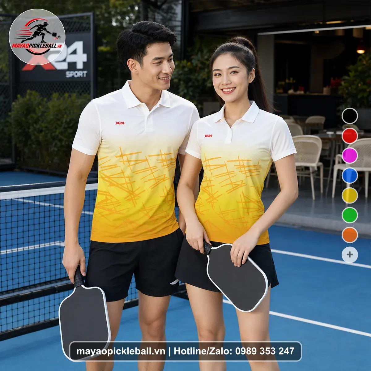 Bộ Quần Áo Pickleball PND-PB-508 Trắng Vàng Vàng Nhạt
