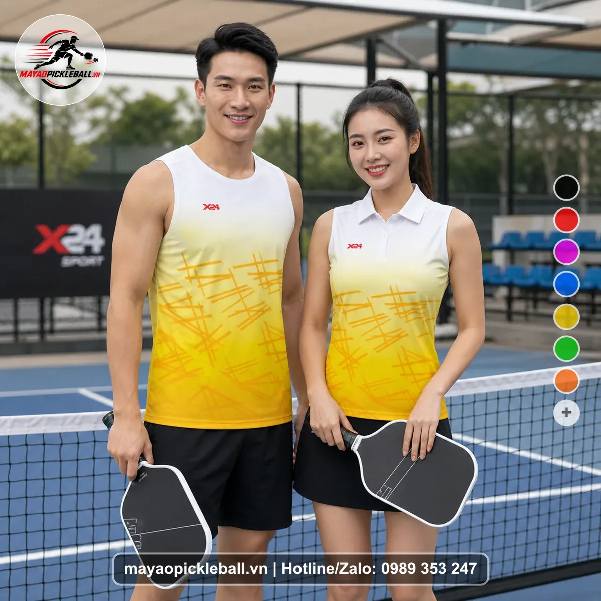 Bộ Quần Áo Pickleball PND-PB-508 Trắng Vàng Vàng Nhạt