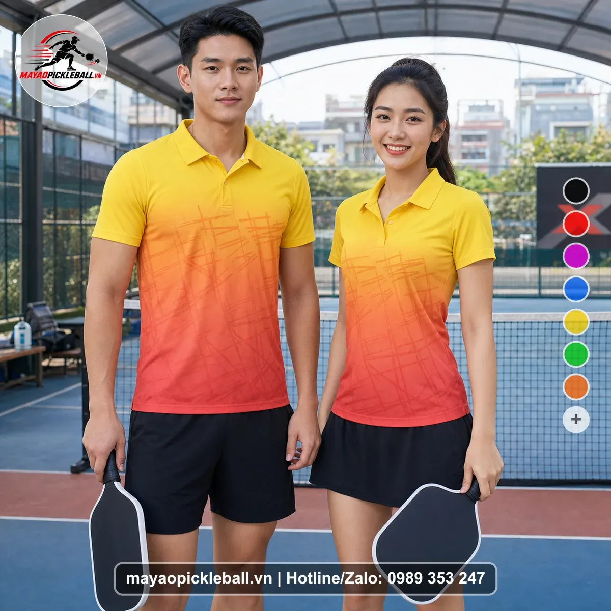 Bộ Quần Áo Pickleball PND-PB-510 Cam Vàng Đỏ Cam