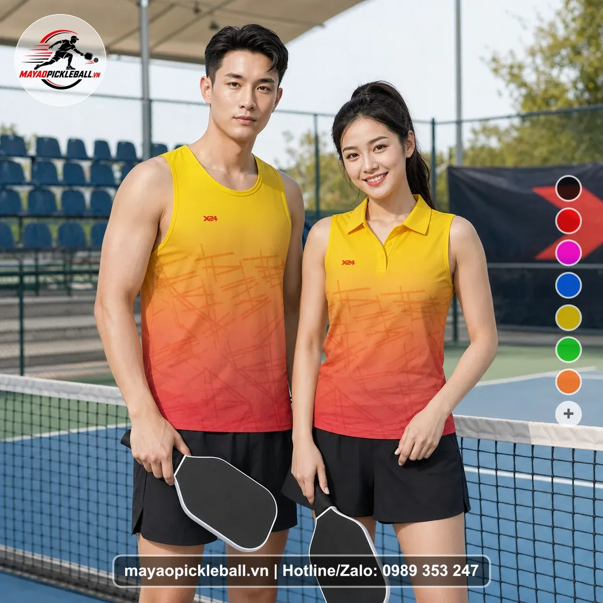 Bộ Quần Áo Pickleball PND-PB-510 Cam Vàng Đỏ Cam