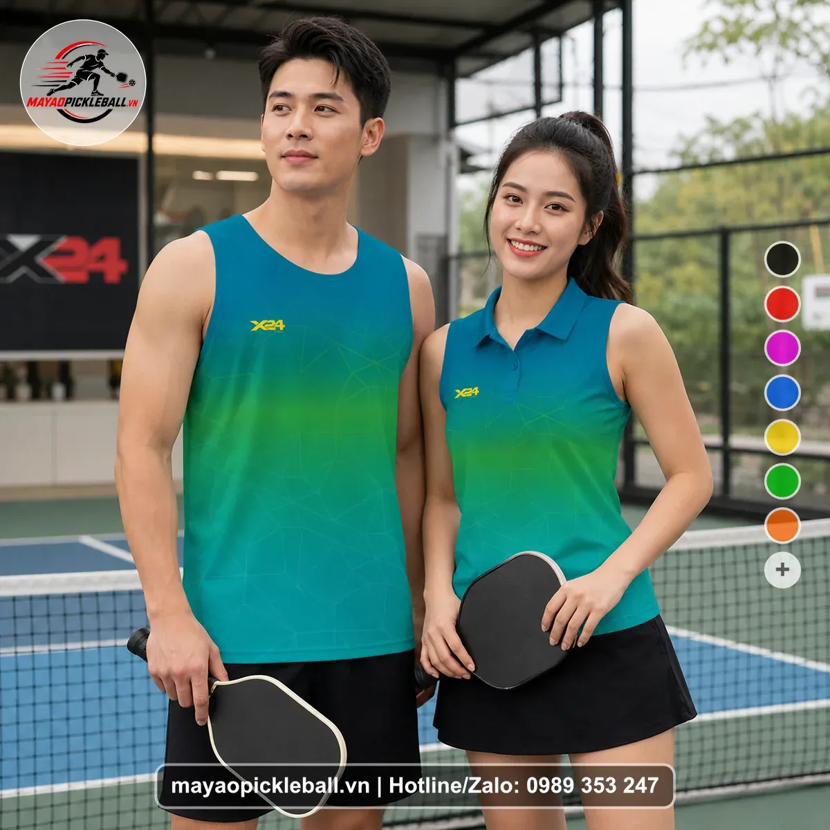 Bộ Quần Áo Pickleball PND-PB-512 Xanh Teal Xanh Lục Xanh Cyan