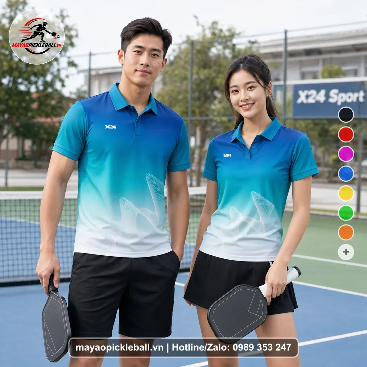 Bộ Quần Áo Pickleball PND-PB-517 Xanh Cyan Xanh Teal Xanh Duong Dam