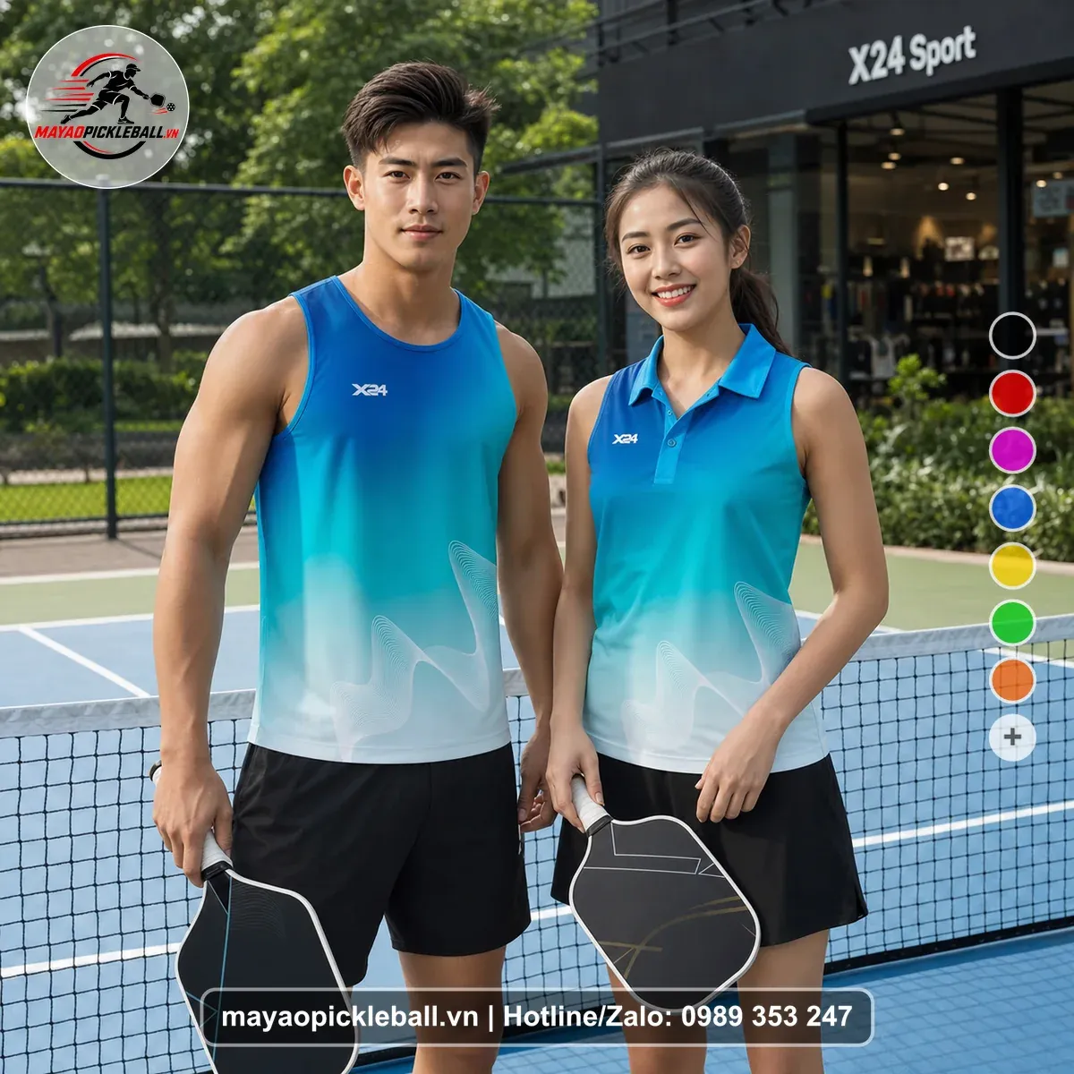 Bộ Quần Áo Pickleball PND-PB-517 Xanh Cyan Xanh Teal Xanh Duong Dam