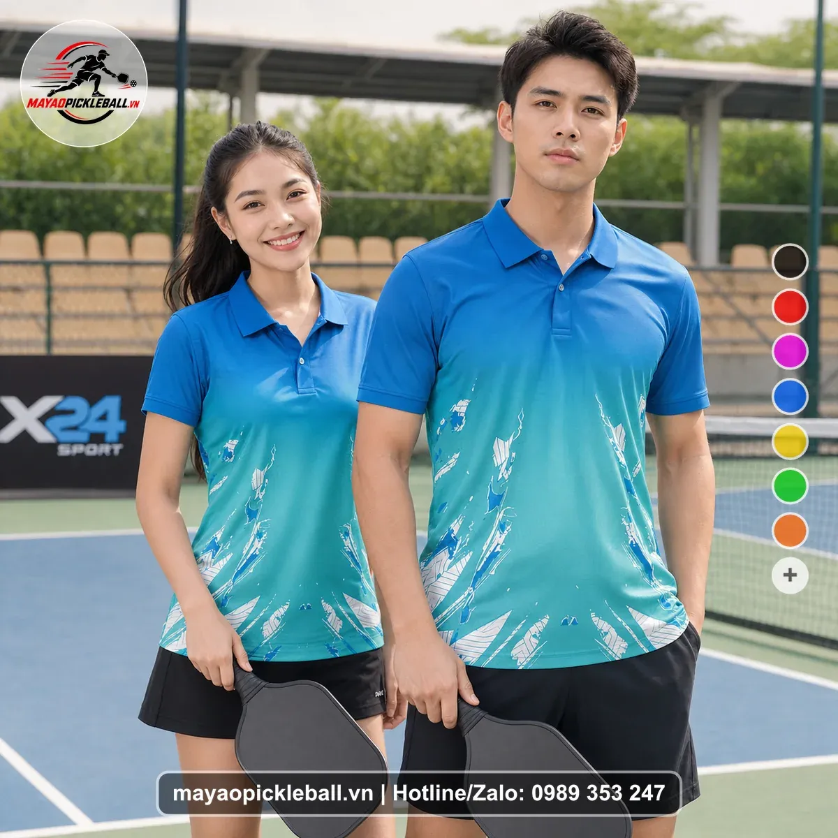 Bộ Quần Áo Pickleball PND-PB-520 Xanh Dương Xanh Teal Xanh Aqua