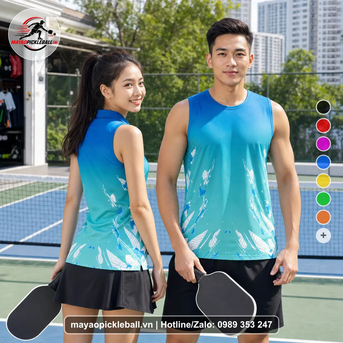 Bộ Quần Áo Pickleball PND-PB-520 Xanh Dương Xanh Teal Xanh Aqua
