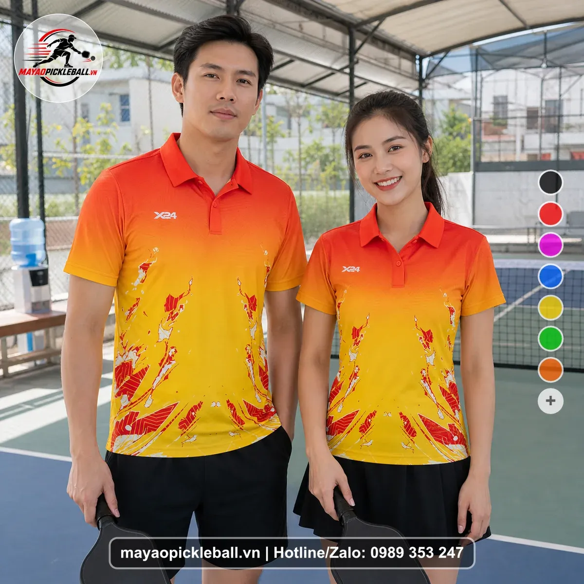 Bộ Quần Áo Pickleball PND-PB-521 Vàng Cam Đỏ