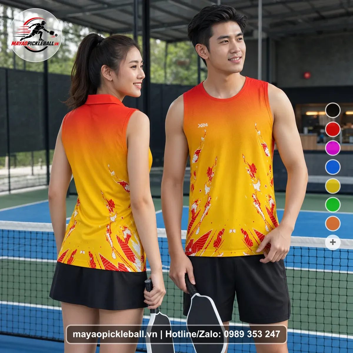 Bộ Quần Áo Pickleball PND-PB-521 Vàng Cam Đỏ