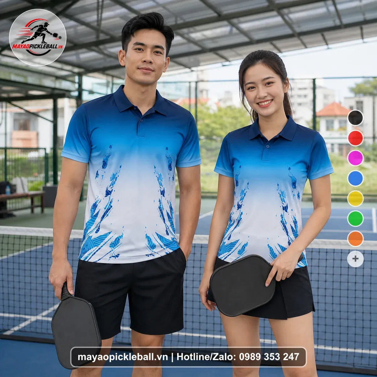 Bộ Quần Áo Pickleball PND-PB-522 Xanh Navy Xanh Cyan Trắng