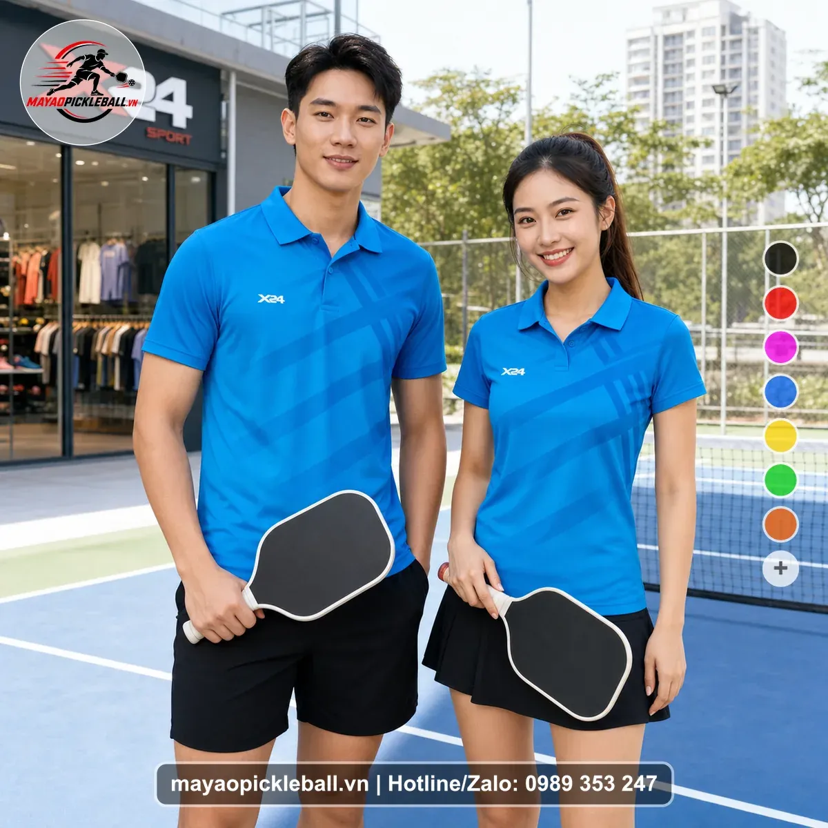 Bộ Quần Áo Pickleball PND-PB-524 Xanh Ya Xanh Cyan Xanh Đậm