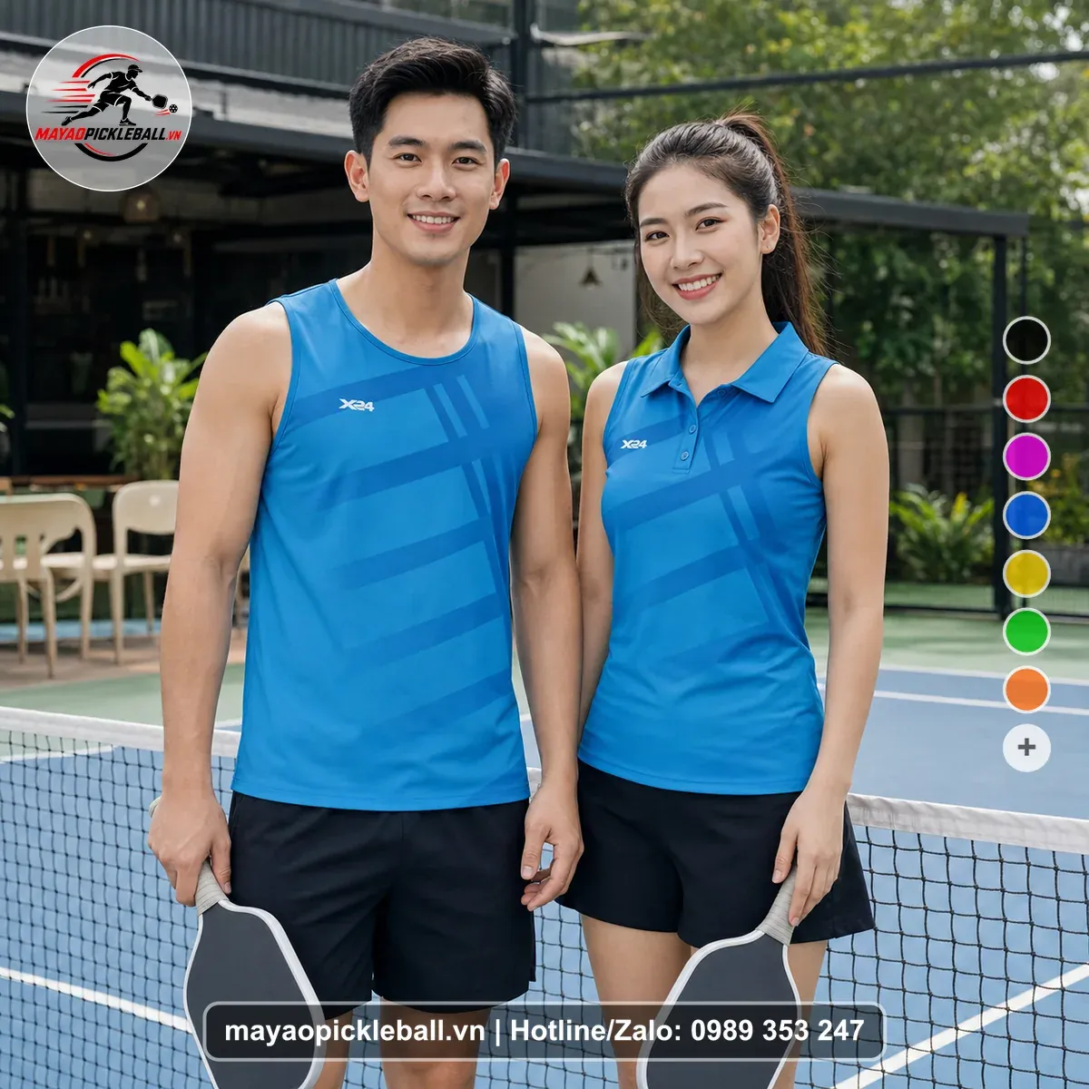 Bộ Quần Áo Pickleball PND-PB-524 Xanh Ya Xanh Cyan Xanh Đậm