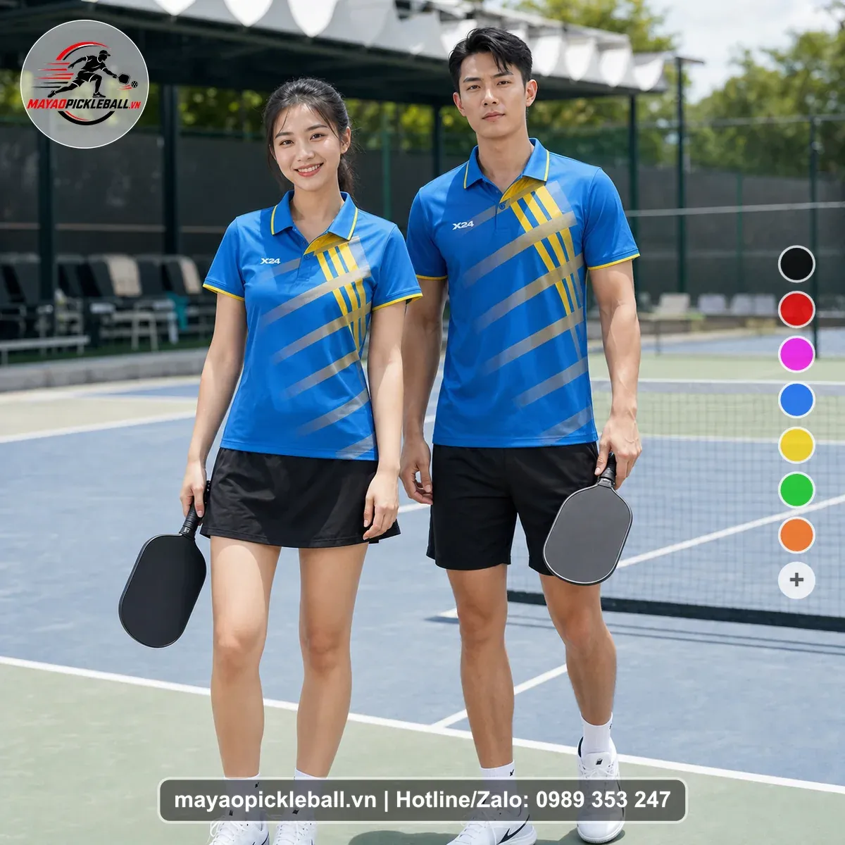 Bộ Quần Áo Pickleball PND-PB-525 Xanh Bích Vàng Xám