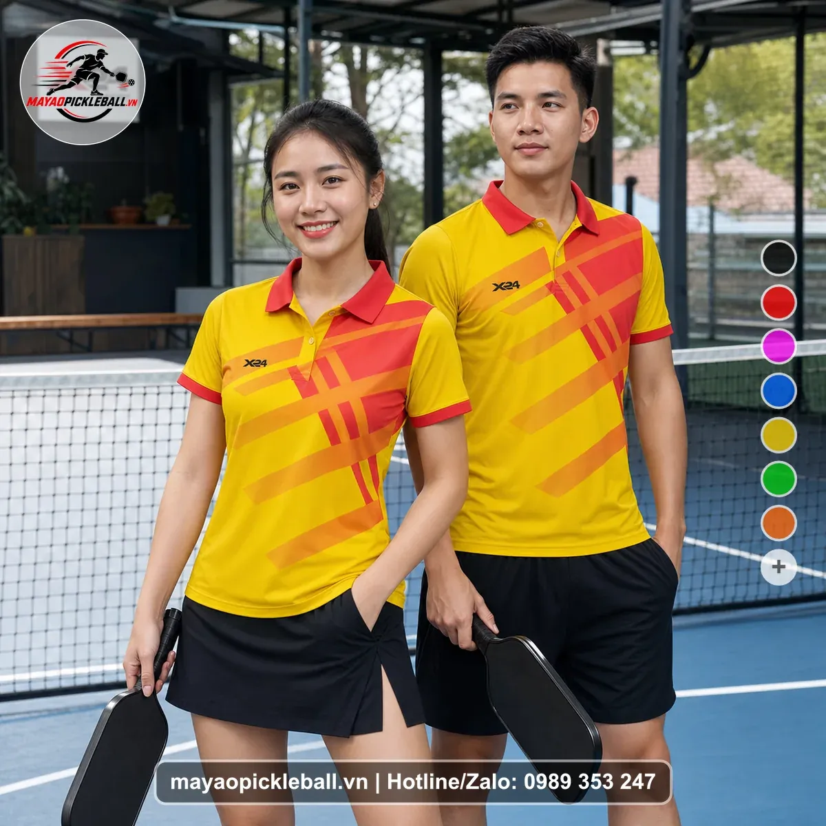 Bộ Quần Áo Pickleball PND-PB-526 Vàng Đỏ Cam