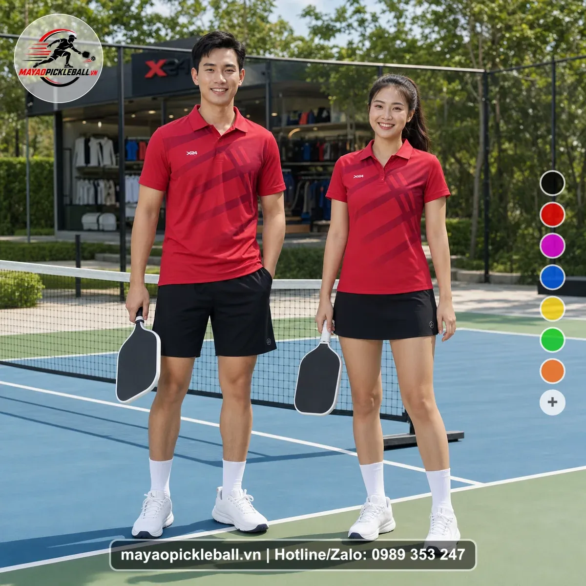 Bộ Quần Áo Pickleball PND-PB-527 Đỏ Đỏ Ruby Đỏ Burgundy