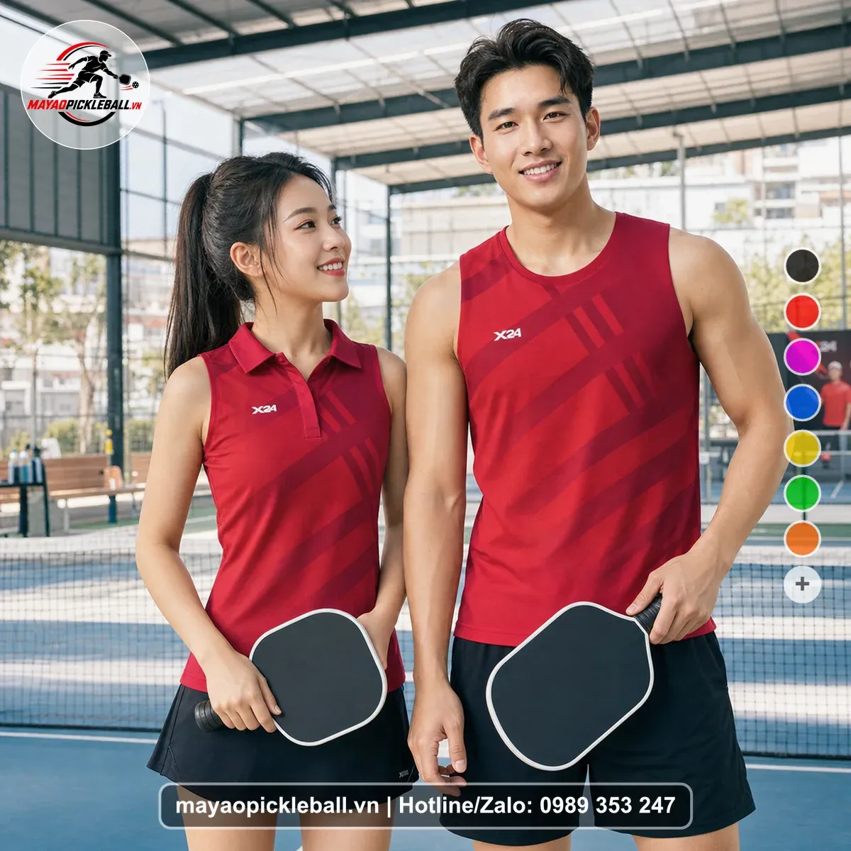Bộ Quần Áo Pickleball PND-PB-527 Đỏ Đỏ Ruby Đỏ Burgundy