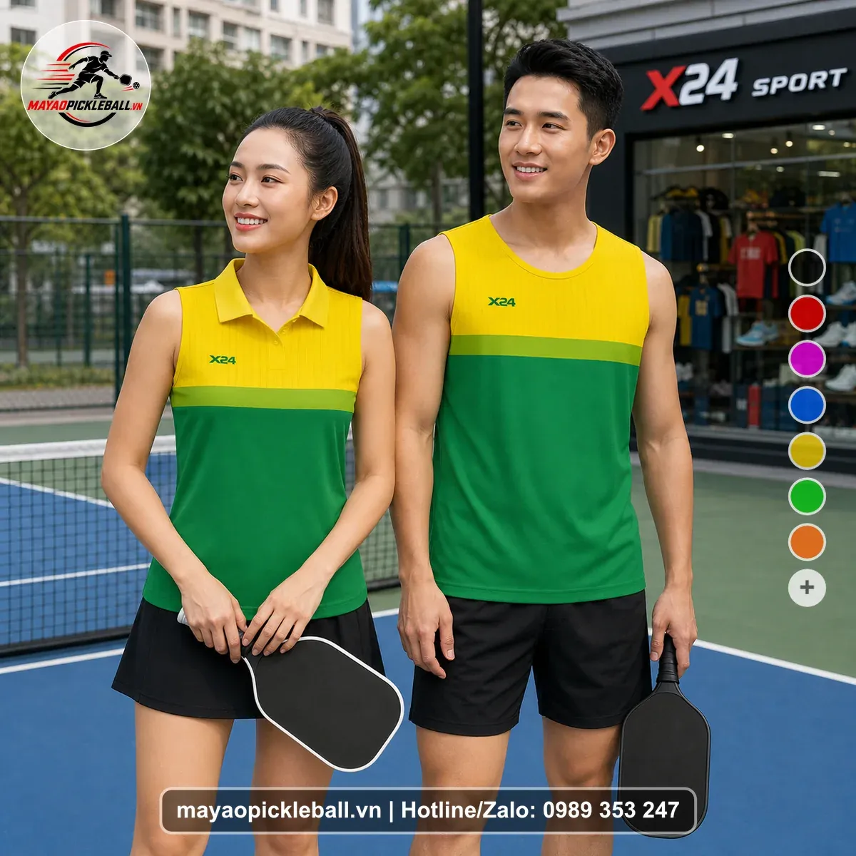 Bộ Quần Áo Pickleball PND-PB-532 Xanh Két Vàng Xanh Rêu