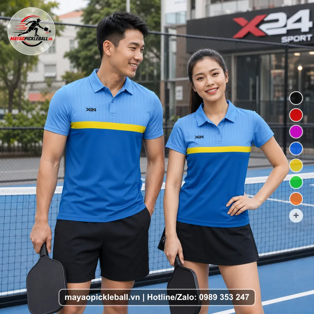 Bộ Quần Áo Pickleball PND-PB-533 Xanh Bích Xanh Da Trời Vàng