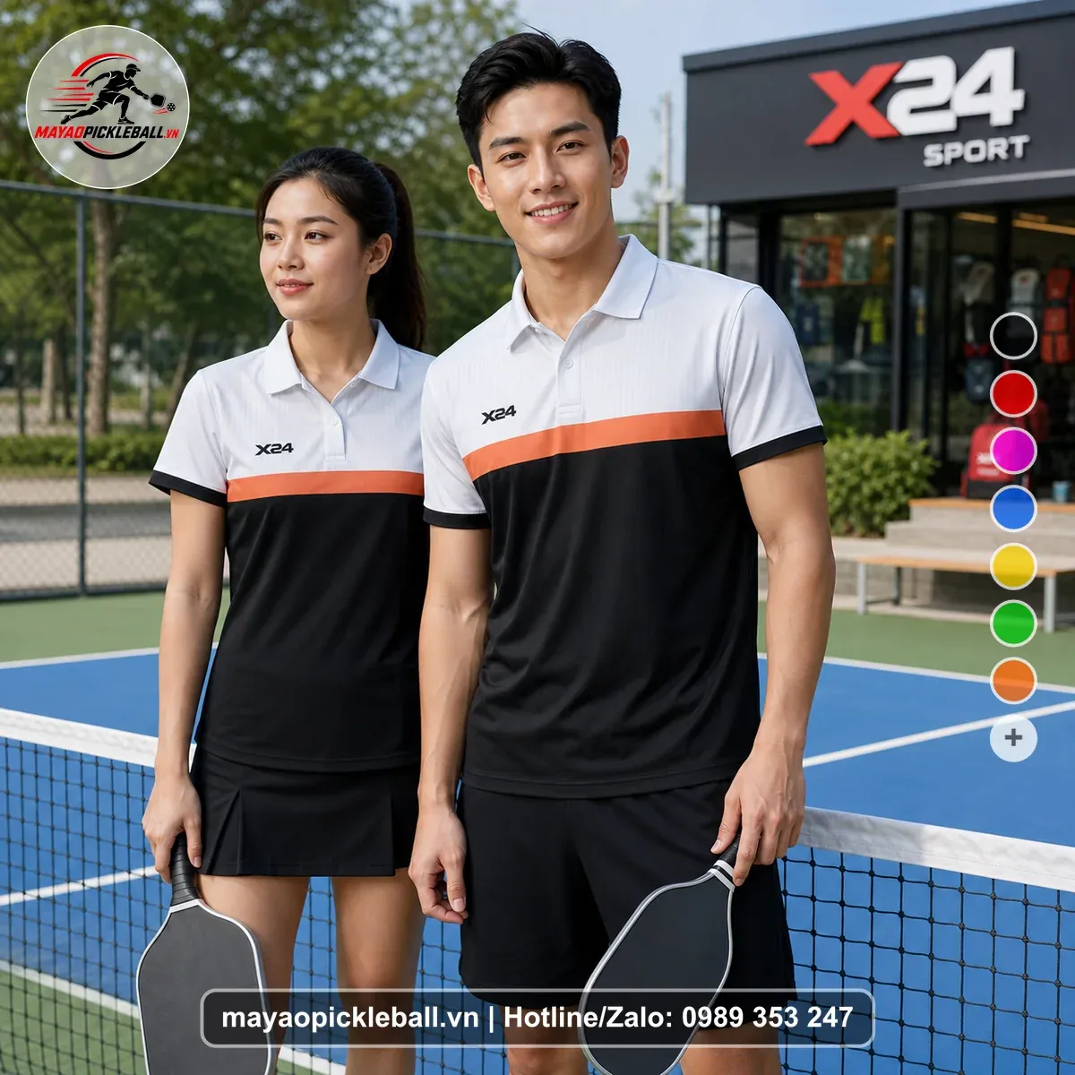 Bộ Quần Áo Pickleball PND-PB-534 Đen Trắng Cam