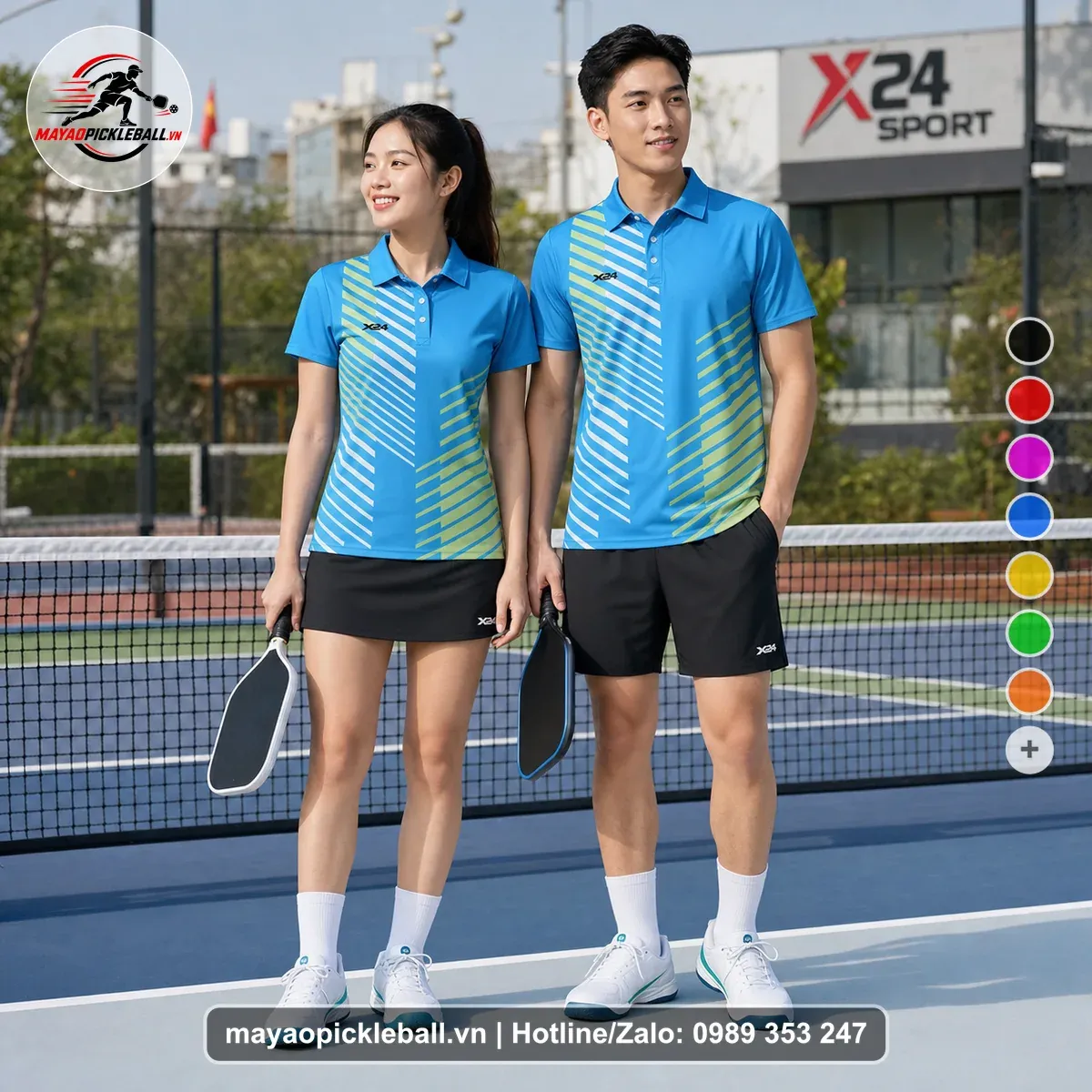 Bộ Quần Áo Pickleball PND-PB-536 Xanh Ya Trắng Xanh Lá Nhạt