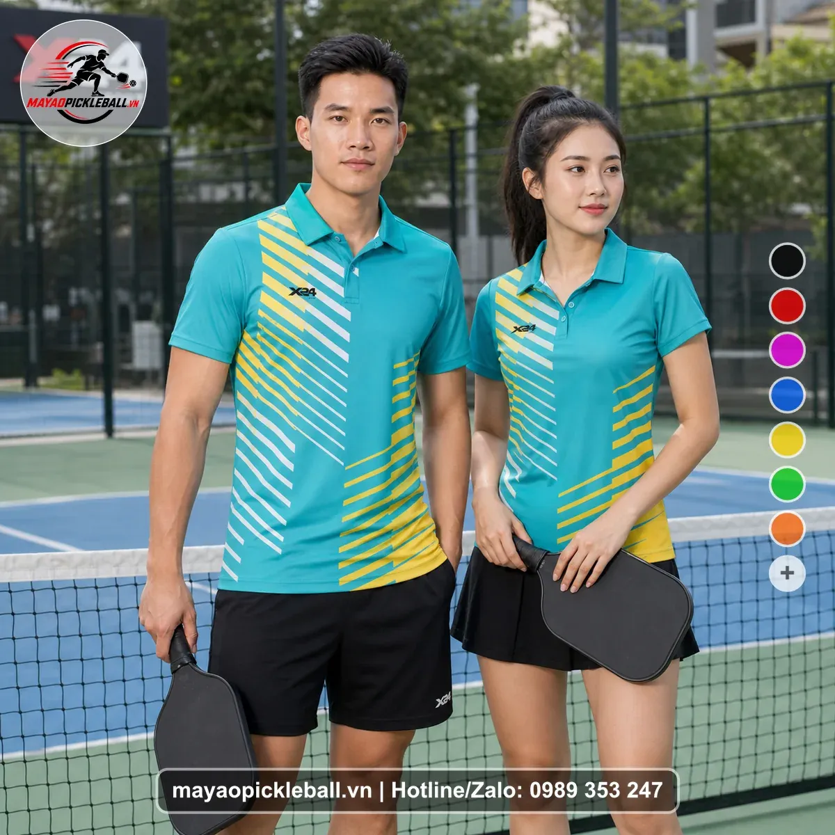 Bộ Quần Áo Pickleball PND-PB-537 Xanh Ngọc Vàng Trắng