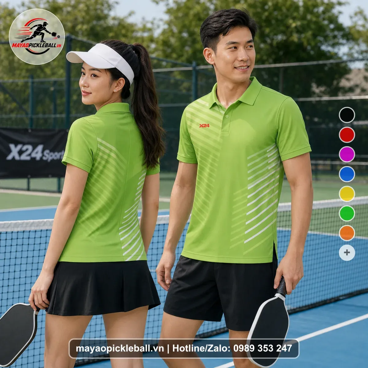 Bộ Quần Áo Pickleball PND-PB-538 Xanh Chuối Trắng Xanh Lá Nhạt