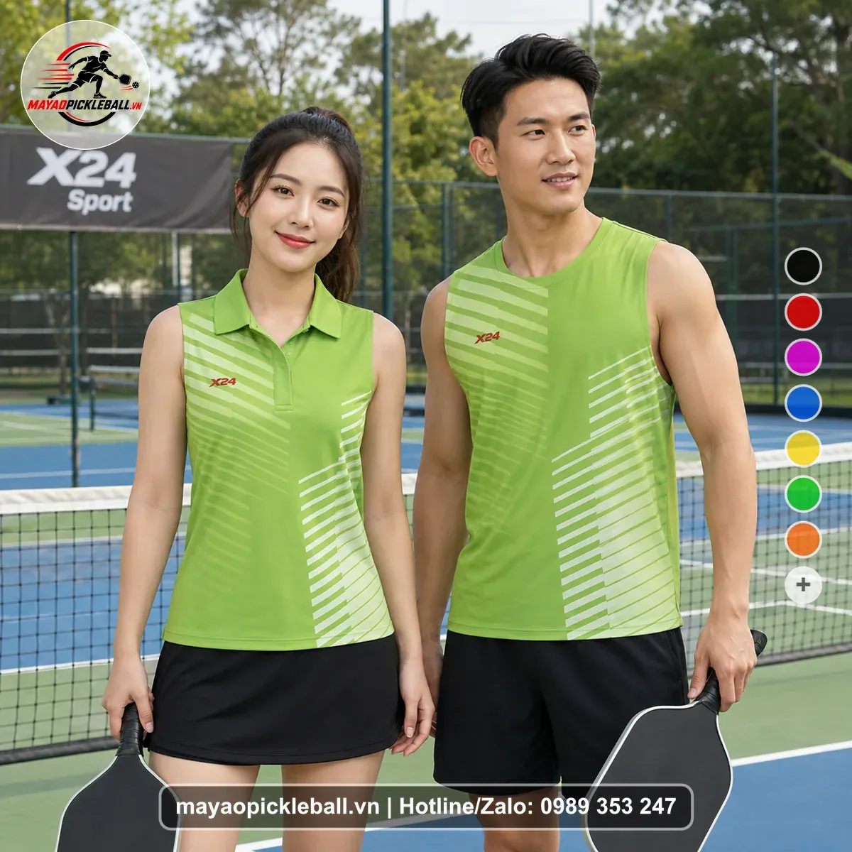Bộ Quần Áo Pickleball PND-PB-538 Xanh Chuối Trắng Xanh Lá Nhạt