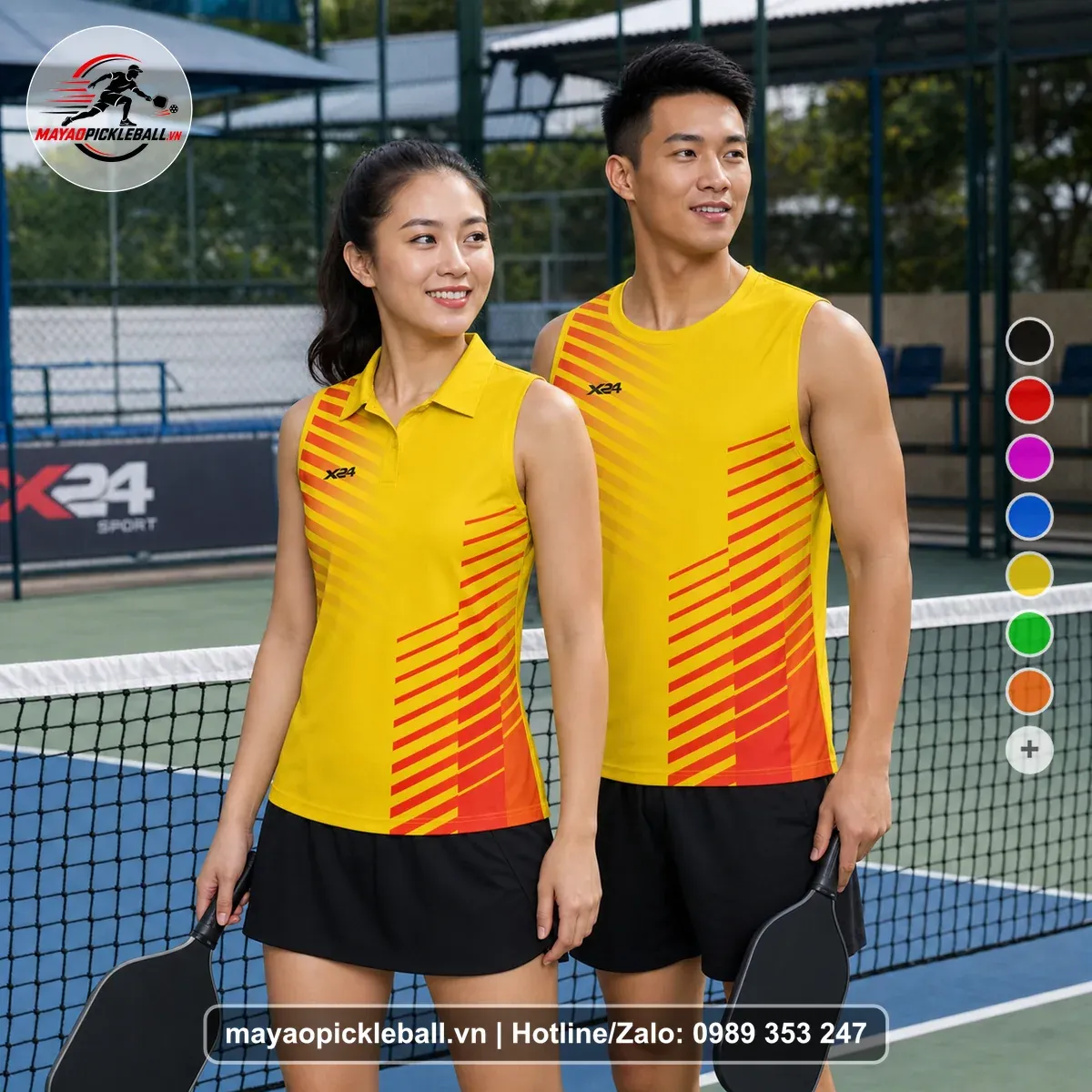 Bộ Quần Áo Pickleball PND-PB-539 Vàng Cam Đỏ
