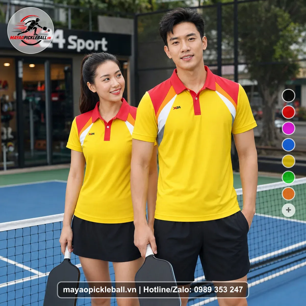 Bộ Quần Áo Pickleball PND-PB-540 Vàng Đỏ Trắng