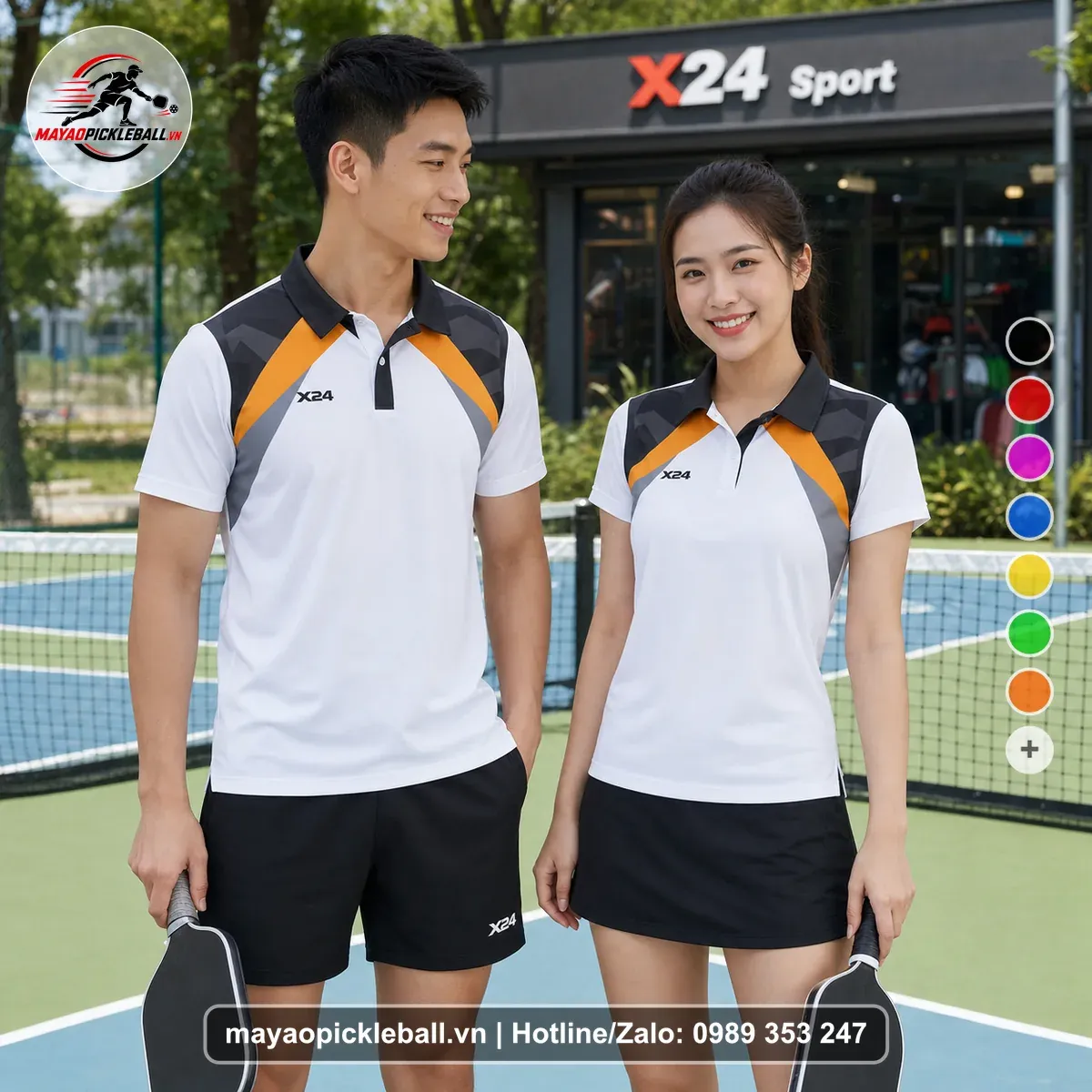 Bộ Quần Áo Pickleball PND-PB-541 Trắng Đen Xám