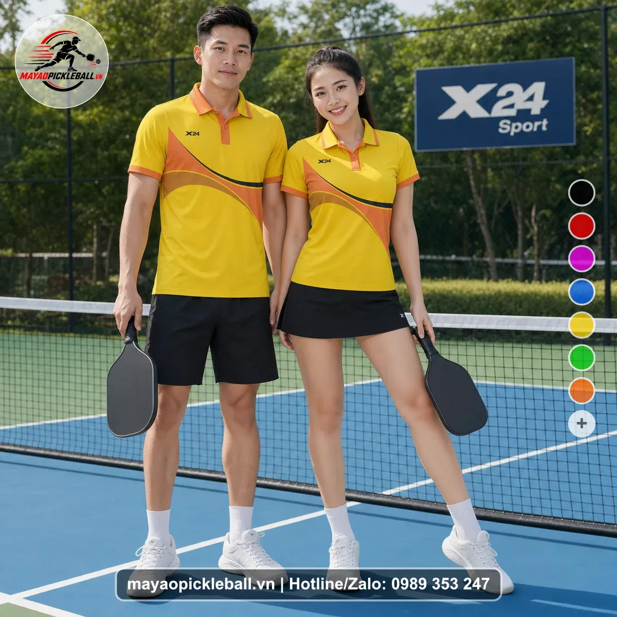 Bộ Quần Áo Pickleball PND-PB-544 Vàng Cam Xanh Navy