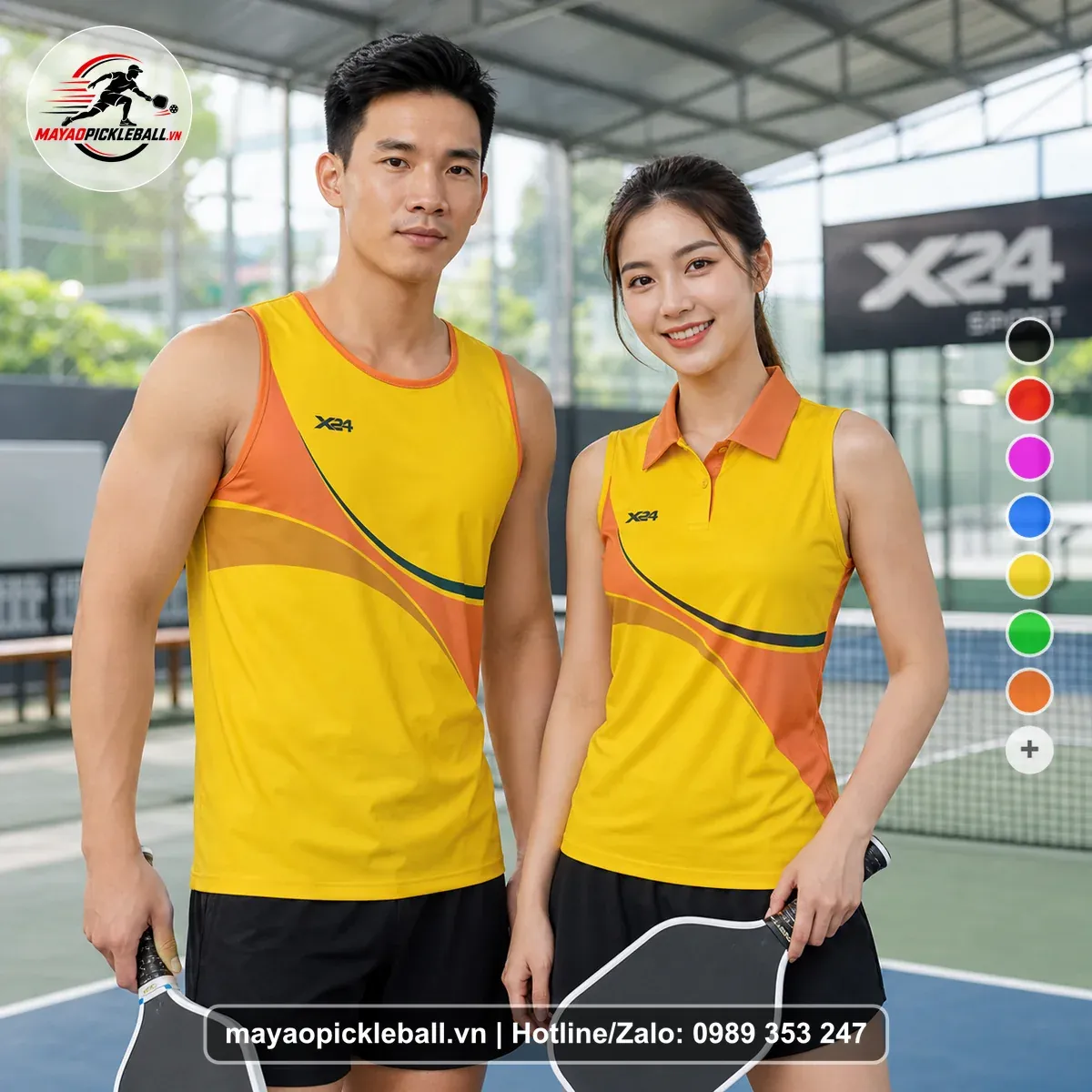 Bộ Quần Áo Pickleball PND-PB-544 Vàng Cam Xanh Navy
