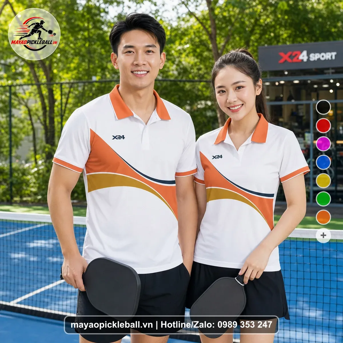 Bộ Quần Áo Pickleball PND-PB-546 Trắng Cam Vàng Olive