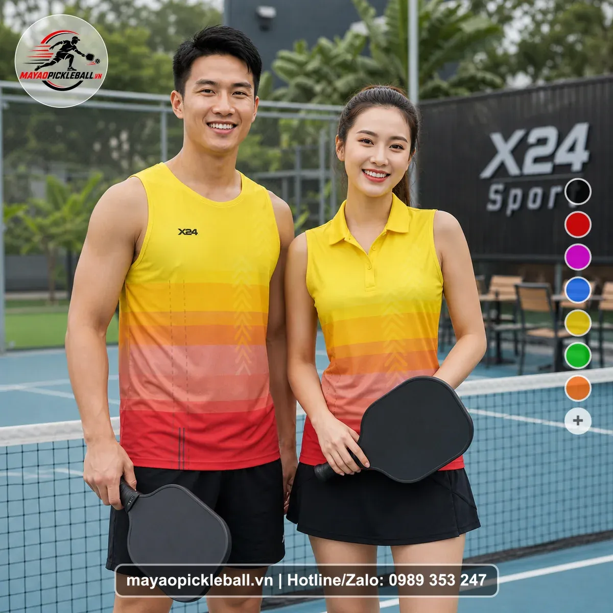 Bộ Quần Áo Pickleball PND-PB-549 Vàng Cam Đỏ