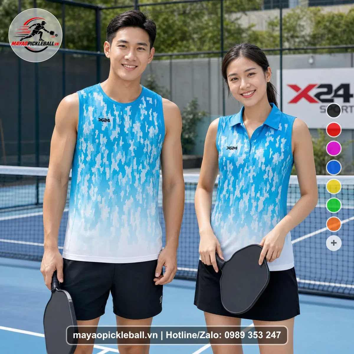 Bộ Quần Áo Pickleball PND-PB-550 Xanh Ya Xanh Ngọc Trắng