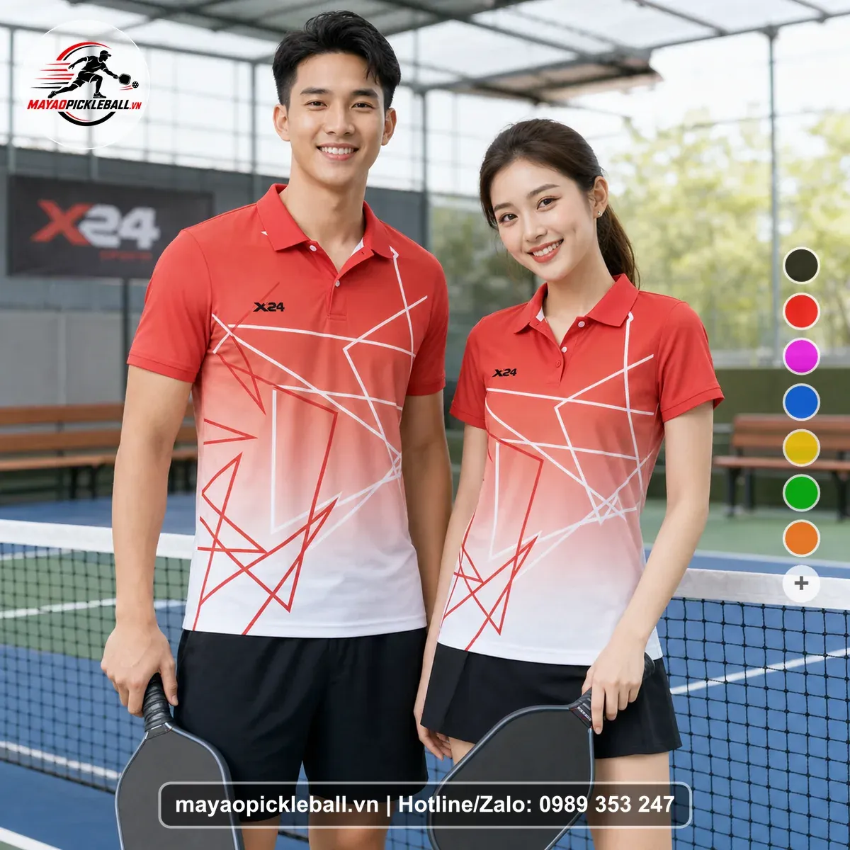 Bộ Quần Áo Pickleball PND-PB-557 Đỏ Trắng Xám