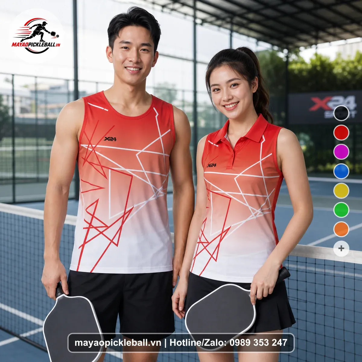 Bộ Quần Áo Pickleball PND-PB-557 Đỏ Trắng Xám