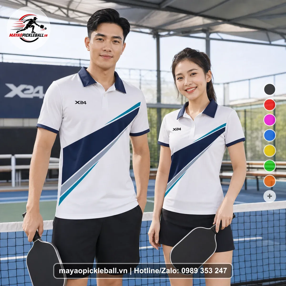Bộ Quần Áo Pickleball PND-PB-559 Trắng Tím Than Xanh
