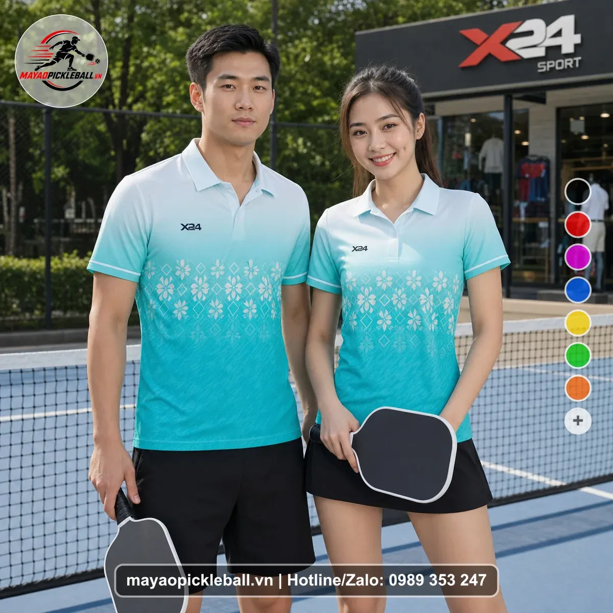 Bộ Quần Áo Pickleball PND-PB-562 Xanh Ngọc Trắng