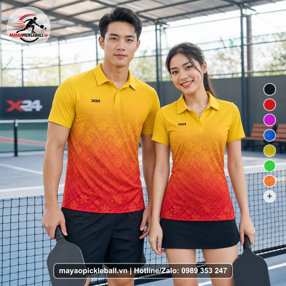 Bộ Quần Áo Pickleball PND-PB-564 Vàng Cam Đỏ