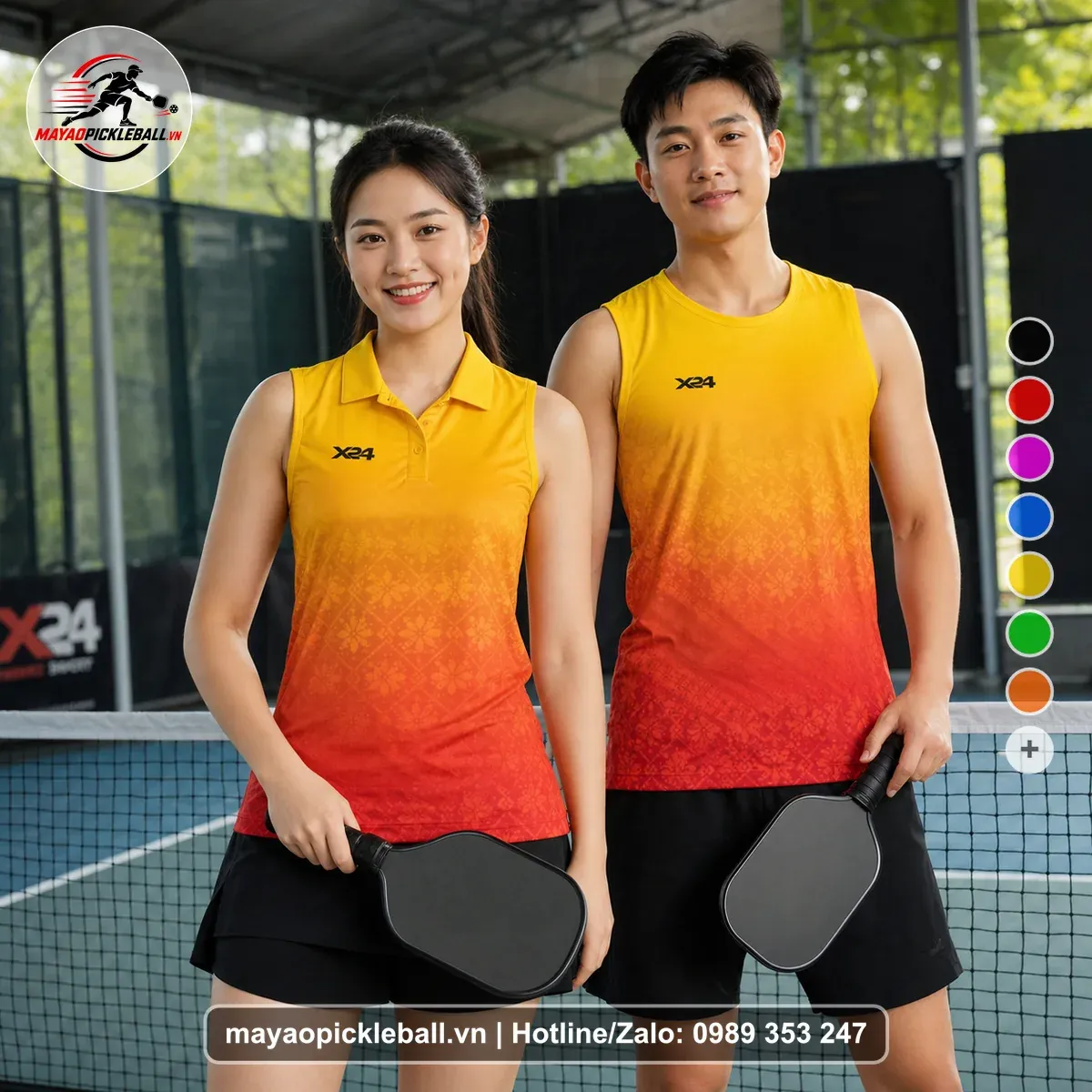 Bộ Quần Áo Pickleball PND-PB-564 Vàng Cam Đỏ