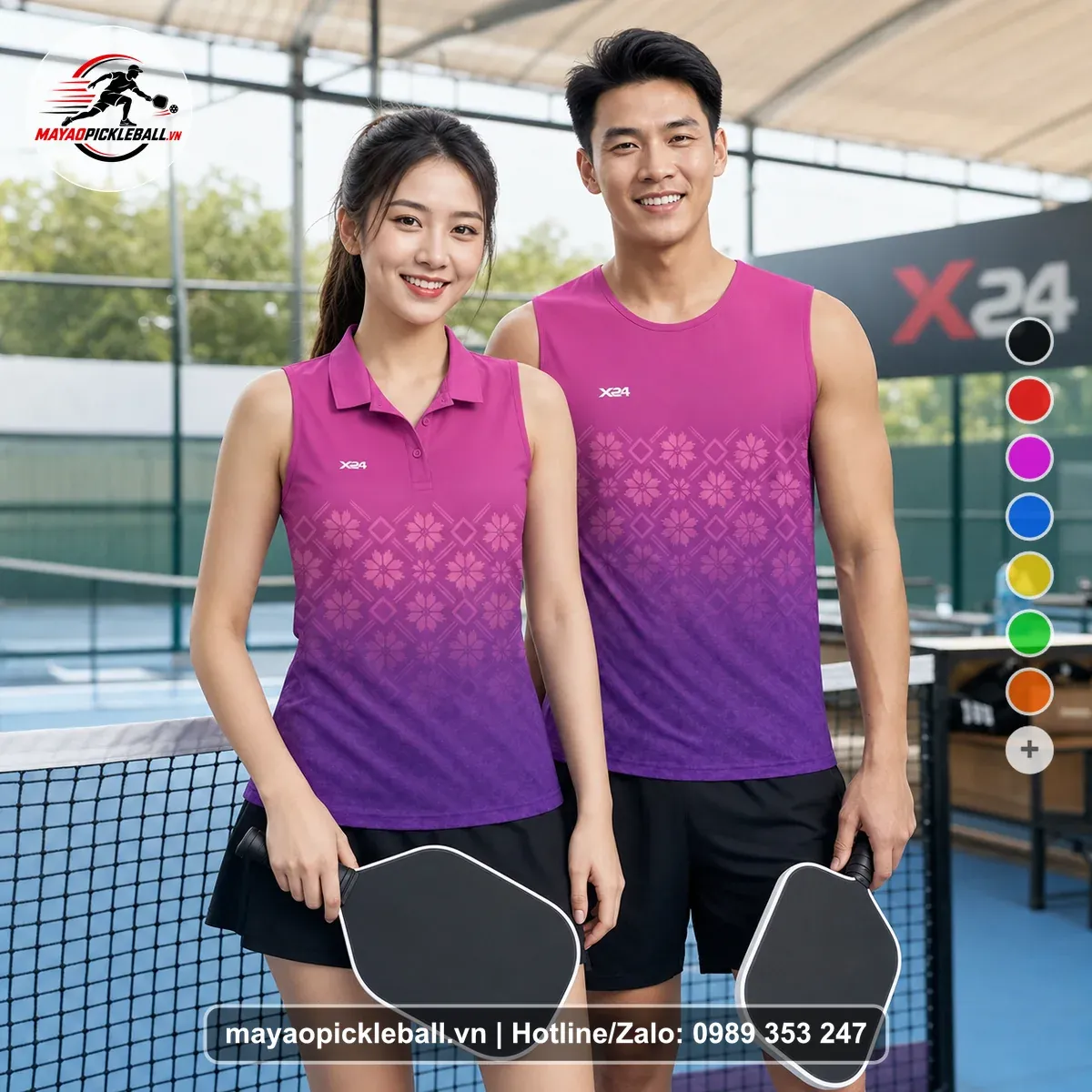 Bộ Quần Áo Pickleball PND-PB-566 Hồng Tím