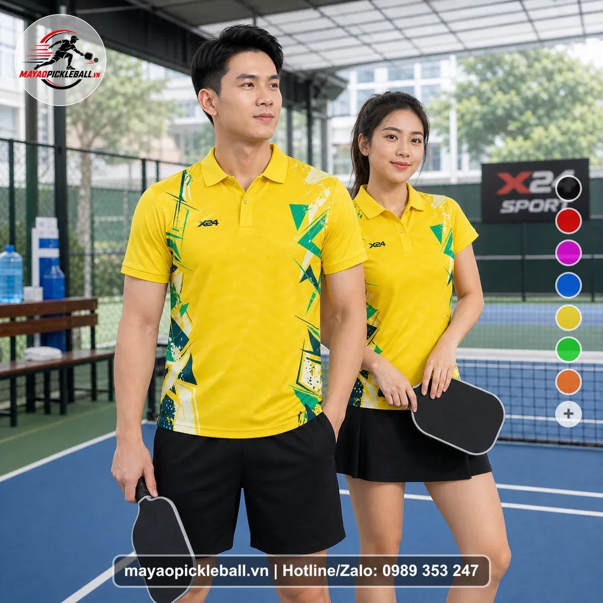 Bộ Quần Áo Pickleball PND-PB-051 Vàng Xanh Lá Xanh Đậm Năng Động