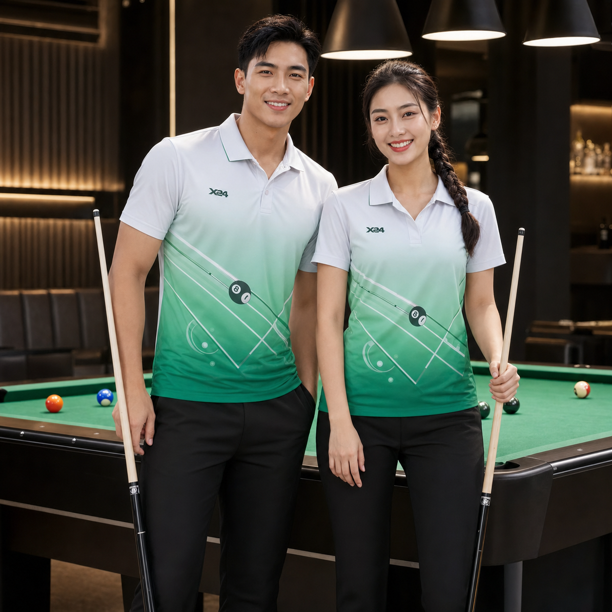 Áo bi-a PND BA-507 Trắng Xanh Mint Xanh Ve Chai