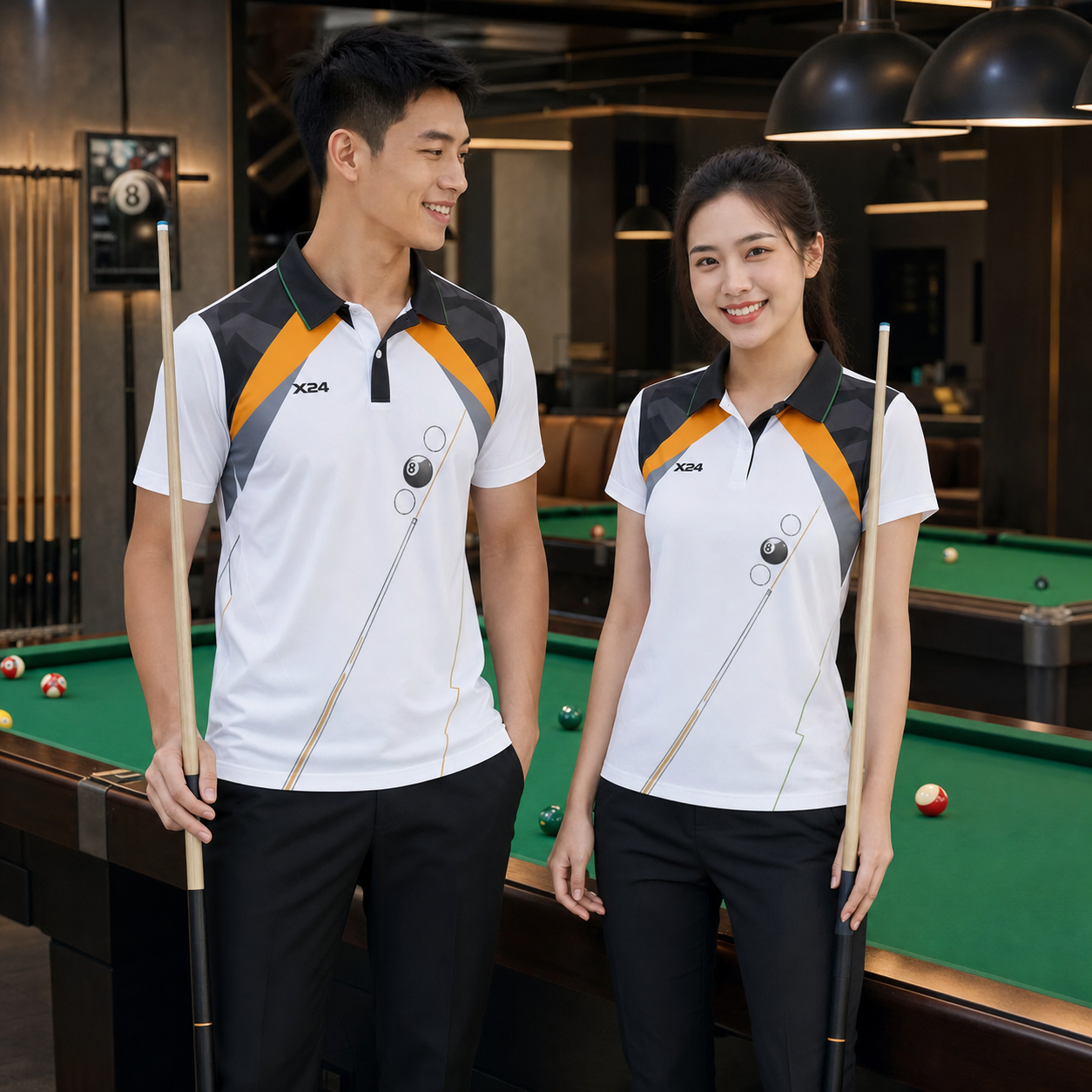 Áo bi-a PND BA-541 Trắng Đen Xám
